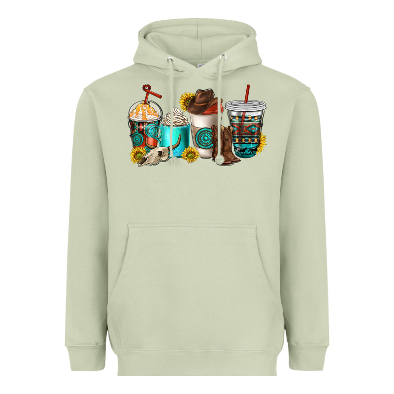Western Coffee Cups Heavyweight Hoodie by NancyCooperArtShop | Teevron