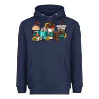 Navy western coffee cups Heavyweight Hoodie - NancyCooperArtShop