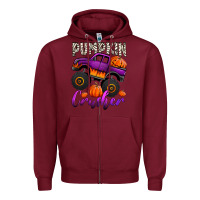 Burgundy pumpkin crusher monster truck Zipper Hoodie - Jasminsmagicworld
