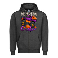 Charcoal Heather pumpkin crusher monster truck Zipper Hoodie - Jasminsmagicworld