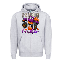 Heather Grey pumpkin crusher monster truck Zipper Hoodie - Jasminsmagicworld