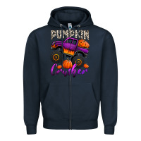 Navy pumpkin crusher monster truck Zipper Hoodie - Jasminsmagicworld