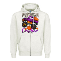 Oatmeal Heather pumpkin crusher monster truck Zipper Hoodie - Jasminsmagicworld