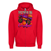 Red pumpkin crusher monster truck Zipper Hoodie - Jasminsmagicworld