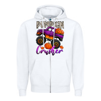 White pumpkin crusher monster truck Zipper Hoodie - Jasminsmagicworld