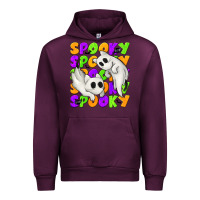 Mauve Wine Spooky with Ghost Cats Urban Hoodie - texasbilliewilder