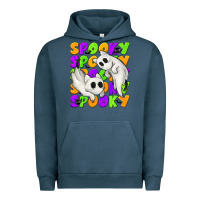 Pigment Midnight Navy Spooky with Ghost Cats Urban Hoodie - texasbilliewilder