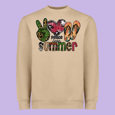 Peace Love Summer Heavyweight Sweatshirt Designed By Sublimationcraftshop