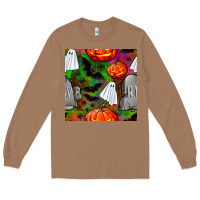 Toasted Coconut halloween ghost and headstone seamless pattern Long Sleeve Tee - BundleAndBundleShop