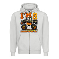 Dove Grey i'm two this is how i roll monster truck birthday Zipper Hoodie - Jasminsmagicworld