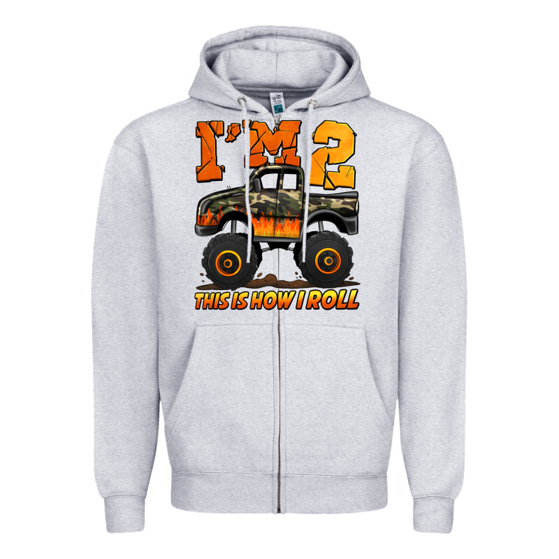 I'm Two This Is How I Roll Monster Truck Birthday Zipper Hoodie by Jasminsmagicworld | Teevron