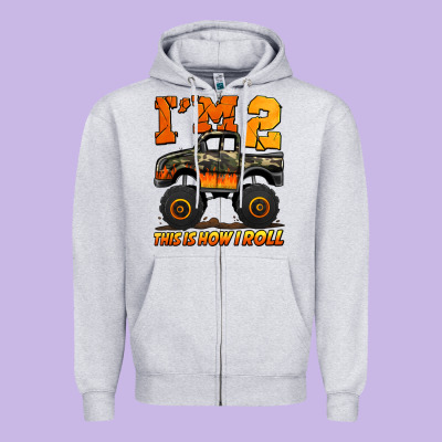 I'm Two This Is How I Roll Monster Truck Birthday Zipper Hoodie Designed By Jasminsmagicworld