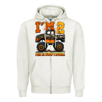 Oatmeal Heather i'm two this is how i roll monster truck birthday Zipper Hoodie - Jasminsmagicworld