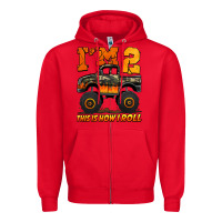 Red i'm two this is how i roll monster truck birthday Zipper Hoodie - Jasminsmagicworld