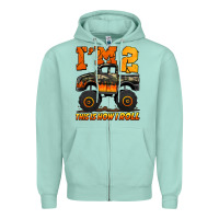 Seafoam i'm two this is how i roll monster truck birthday Zipper Hoodie - Jasminsmagicworld
