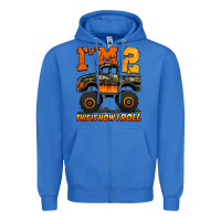 True Royal i'm two this is how i roll monster truck birthday Zipper Hoodie - Jasminsmagicworld