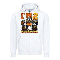 White i'm two this is how i roll monster truck birthday Zipper Hoodie - Jasminsmagicworld