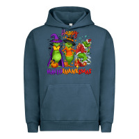 Pigment Midnight Navy Happy Hallothanksmas Urban Hoodie - NancyCooperArtShop