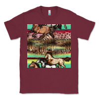 Burgundy horses seamless pattern Classic Tee - BundleAndBundleShop