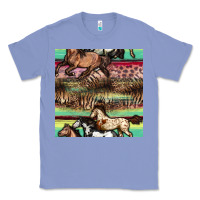 Colony Blue horses seamless pattern Classic Tee - BundleAndBundleShop