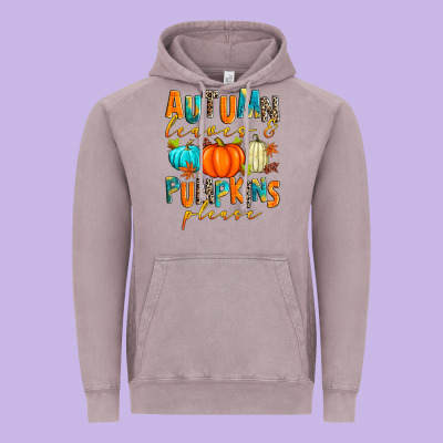Autumn Leaves And Pumpkins Please Vintage Hoodie Designed By Zillion Design Studio