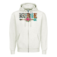 Oatmeal Heather western nurse arrow floral Zipper Hoodie - BarkalooDesign