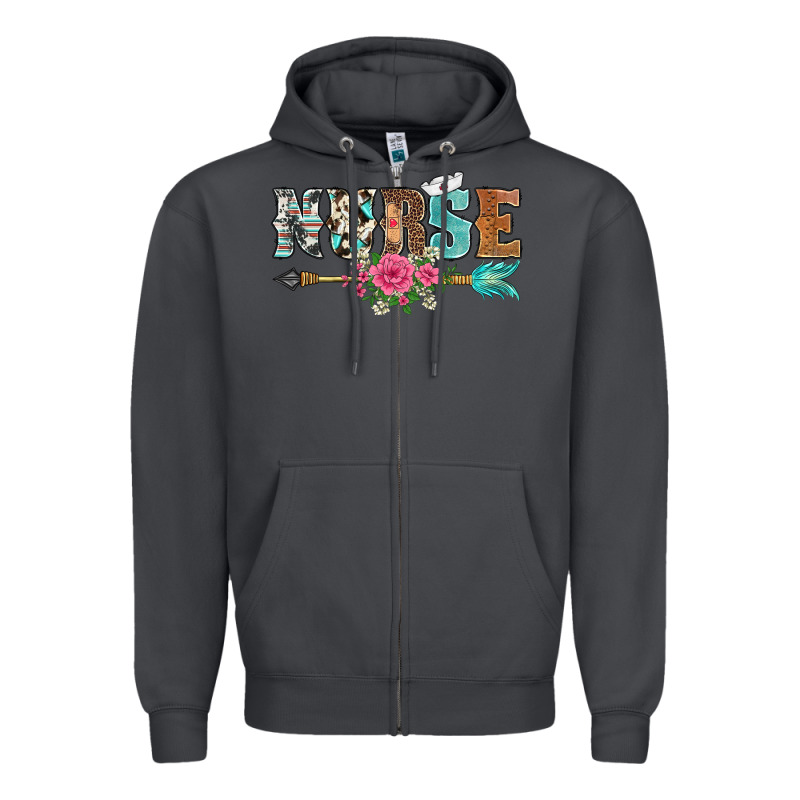 Western Nurse Arrow Floral Zipper Hoodie by BarkalooDesign | Teevron