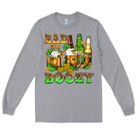 Heather Grey bad and boozy with beer Long Sleeve Tee - AdoDesignShop