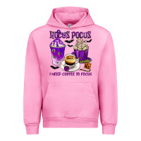 Fuchsia Pink Hocus Pocus I Need Coffee to Focus Urban Hoodie - texasbilliewilder