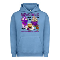 Pigment Pebble Blue Hocus Pocus I Need Coffee to Focus Urban Hoodie - texasbilliewilder