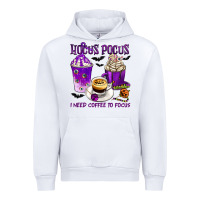 White Hocus Pocus I Need Coffee to Focus Urban Hoodie - texasbilliewilder