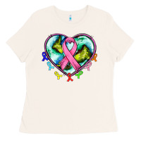 Bone heart earth and cancer ribbon Ladies Tee - AdoDesignShop