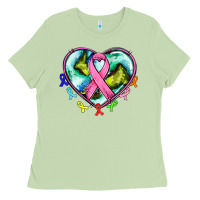 Matcha heart earth and cancer ribbon Ladies Tee - AdoDesignShop