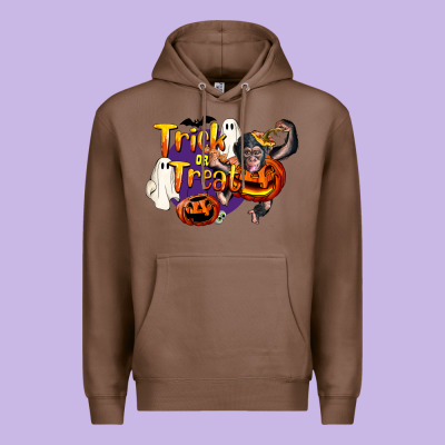 Trick Or Treat Chimpanzee Premium Hoodie Designed By Lillyallendesigns