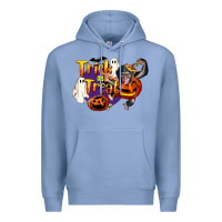 Colony Blue Trick Or Treat Chimpanzee Premium Hoodie - LillyAllenDesigns
