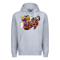 Heather Grey Trick Or Treat Chimpanzee Premium Hoodie - LillyAllenDesigns