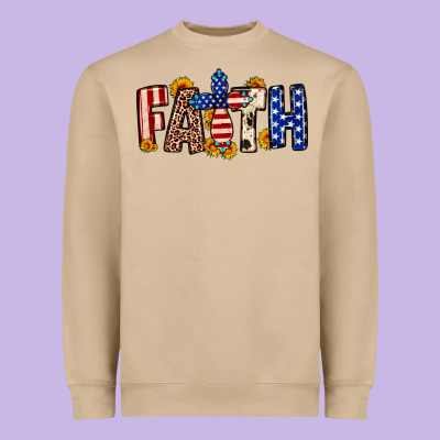 Faith Usa Flag Sunflower Heavyweight Sweatshirt Designed By Neo Western