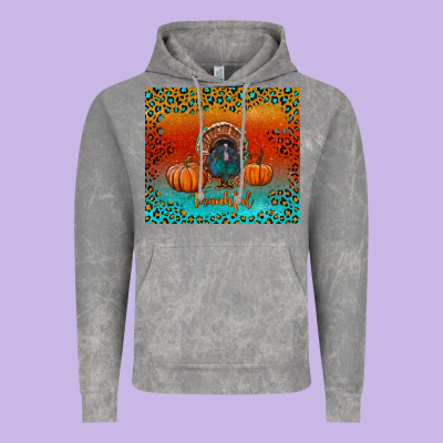 Thankful With Turkey And Pumpkins Vintage Hoodie Designed By Ranaportraitstore