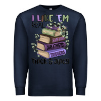 Navy i like them real thick and juicy books Premium Sweatshirt - MaliasSmallBusiness