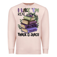 Pale Pink i like them real thick and juicy books Premium Sweatshirt - MaliasSmallBusiness