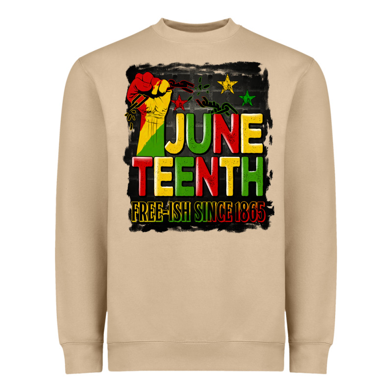 Juneteenth Fist Free Ish Since 1865 With Background Heavyweight Sweatshirt by HRA Design Shop | Teevron