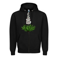 Black Yucca Flower IIIustrations Zipper Hoodie - LillyAllenDesigns