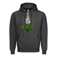 Charcoal Heather Yucca Flower IIIustrations Zipper Hoodie - LillyAllenDesigns