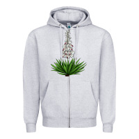 Heather Grey Yucca Flower IIIustrations Zipper Hoodie - LillyAllenDesigns