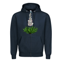 Navy Yucca Flower IIIustrations Zipper Hoodie - LillyAllenDesigns