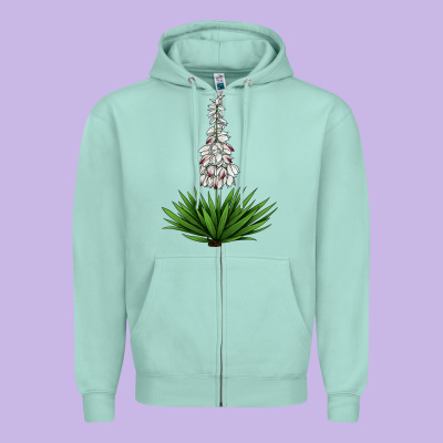 Yucca Flower Iiiustrations Zipper Hoodie Designed By Lillyallendesigns