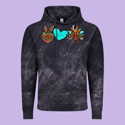 Peace Love Thanksgiving Turkey Vintage Hoodie Designed By Ranaportraitstore