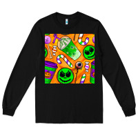 Black halloween snacks seamless pattern Long Sleeve Tee - BundleAndBundleShop