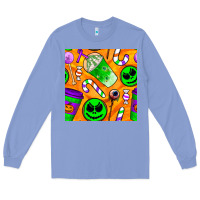 Colony Blue halloween snacks seamless pattern Long Sleeve Tee - BundleAndBundleShop