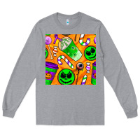Heather Grey halloween snacks seamless pattern Long Sleeve Tee - BundleAndBundleShop